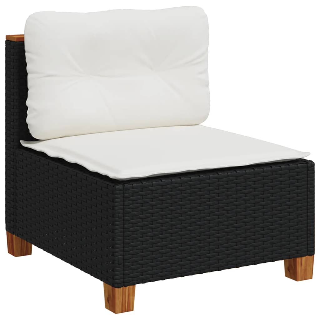 8-dijelni set vrtnih sofa od poliratana s jastucima crni Crna 63.5 x 56 x 32 cm