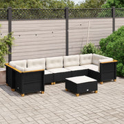 8-dijelni set vrtnih sofa od poliratana s jastucima crni Crna 63.5 x 56 x 32 cm