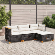 4-dijelni set vrtnih sofa od poliratana s jastucima crni