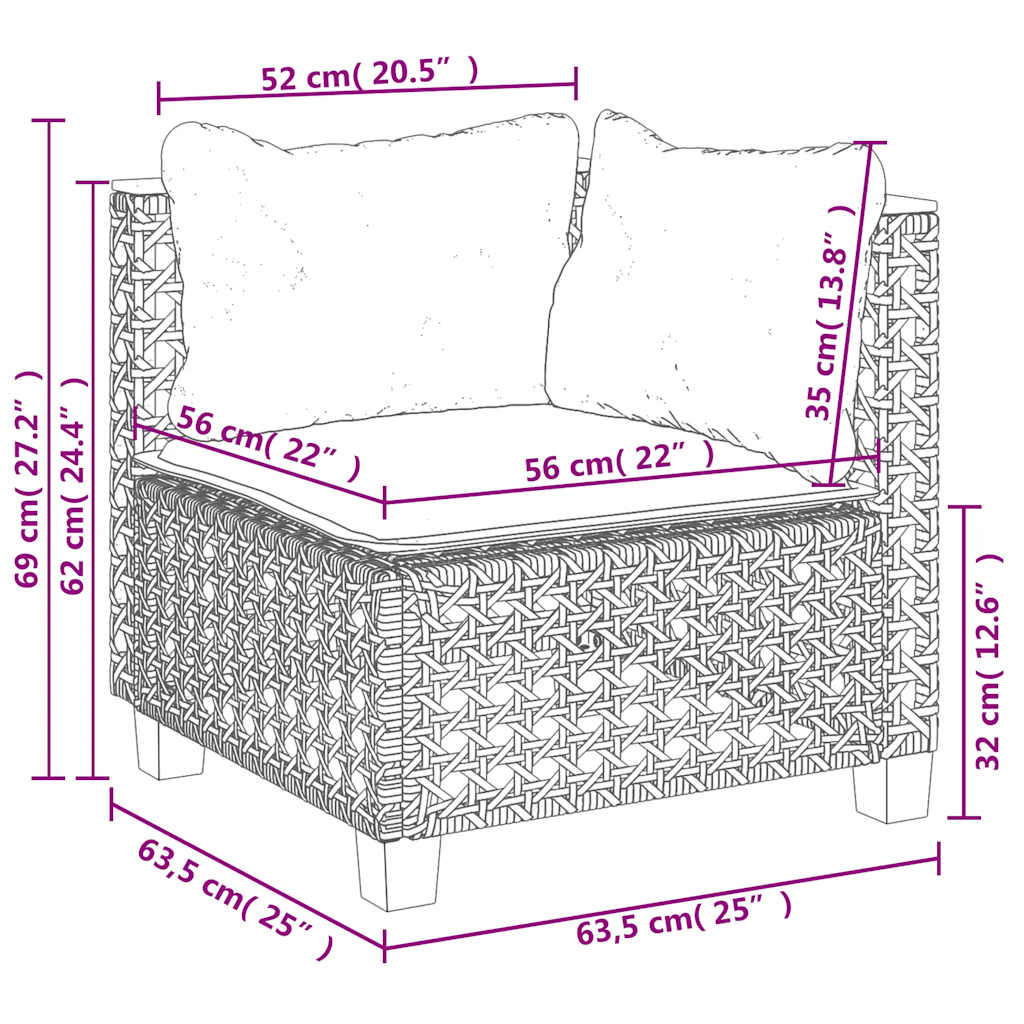 5-dijelni vrtni set sofa s jastucima bež od poliratana