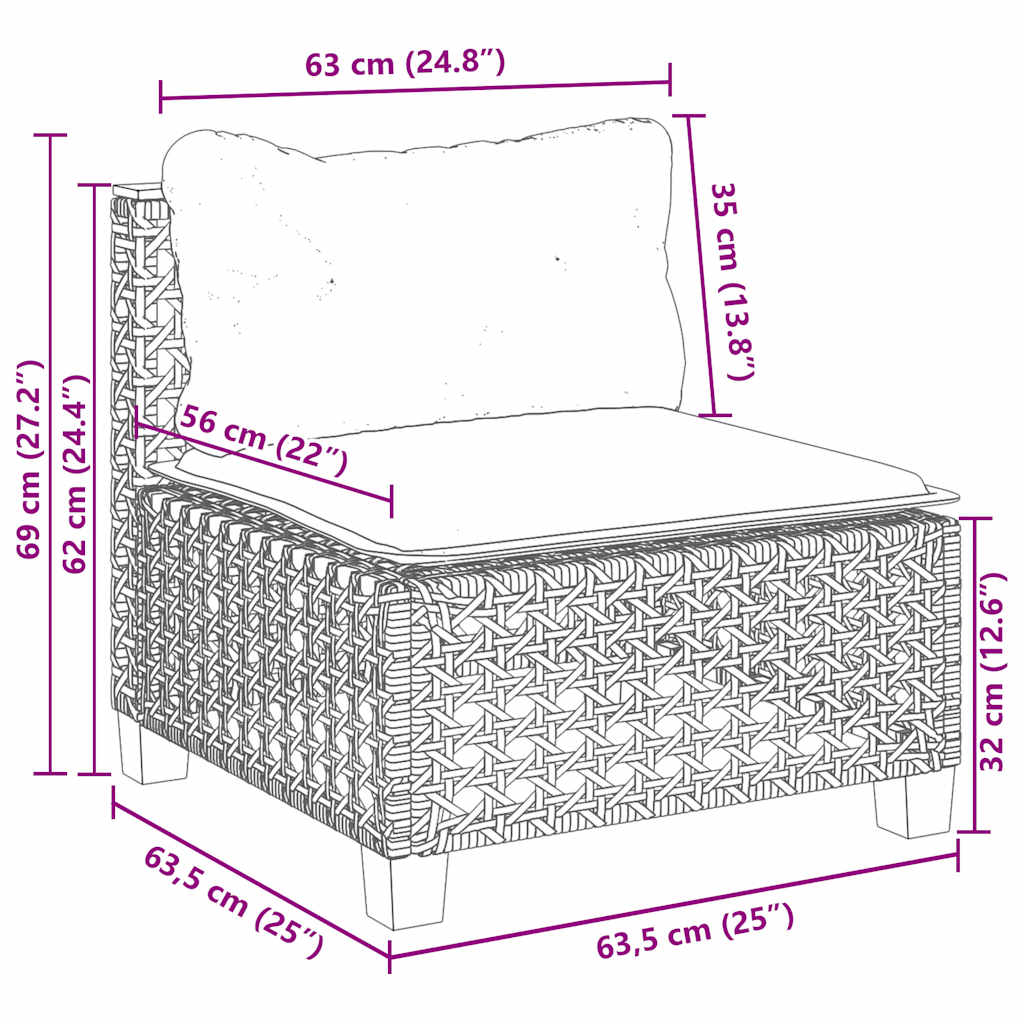 5-dijelni vrtni set sofa s jastucima bež od poliratana