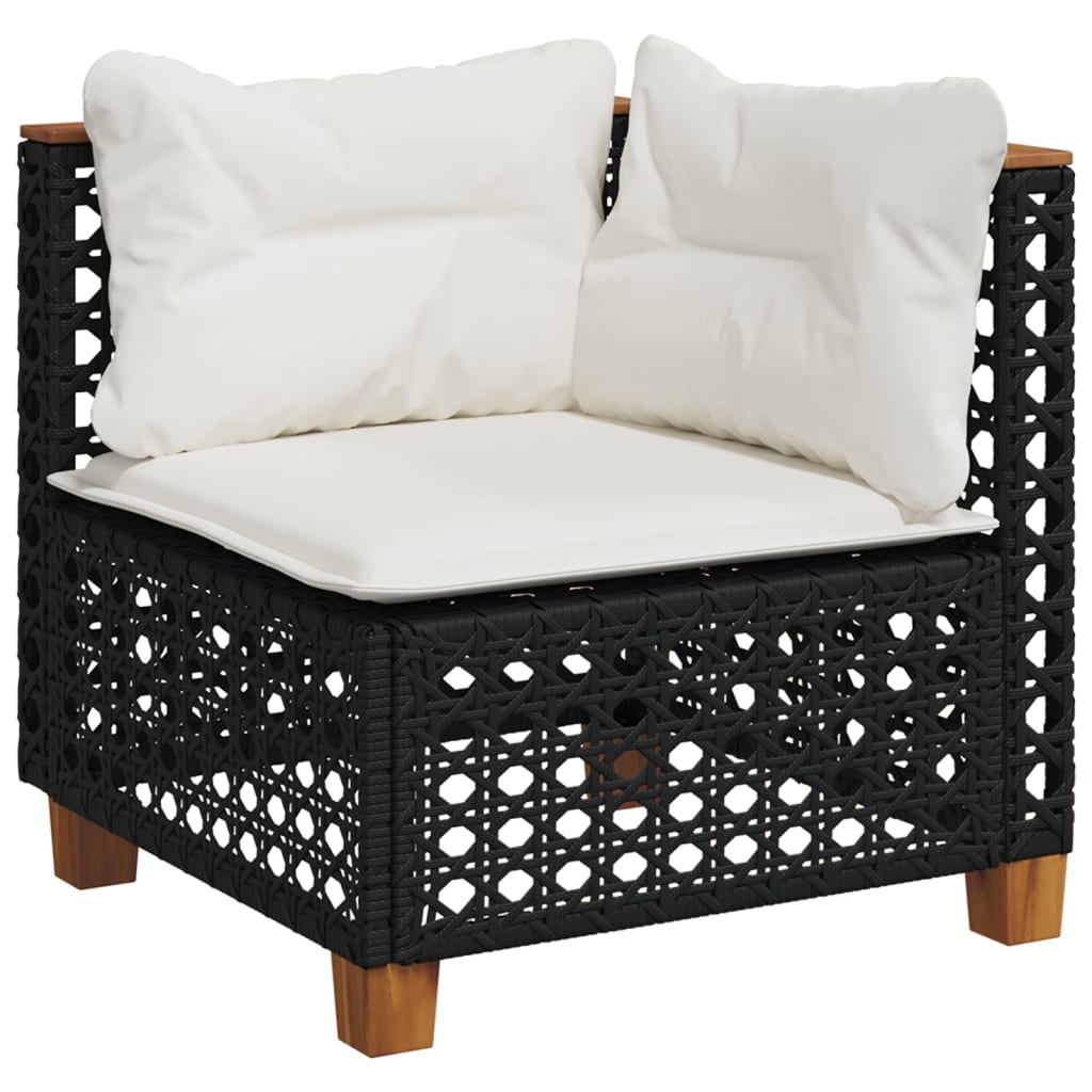 7-dijelni set vrtnih sofa od poliratana s jastucima crni Crna 55 x 55 x 36 cm