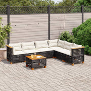 7-dijelni set vrtnih sofa od poliratana s jastucima crni Crna 55 x 55 x 36 cm