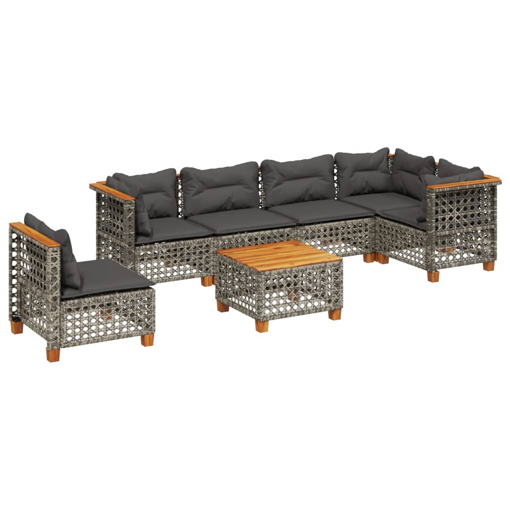 7-dijelni set vrtnih sofa sivi od poliratana