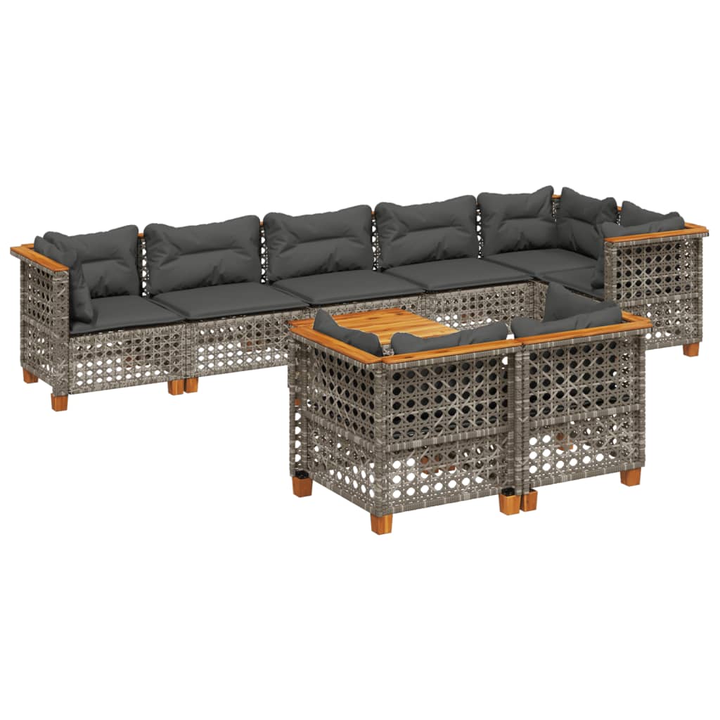9-dijelni set vrtnih sofa od poliratana s jastucima sivi