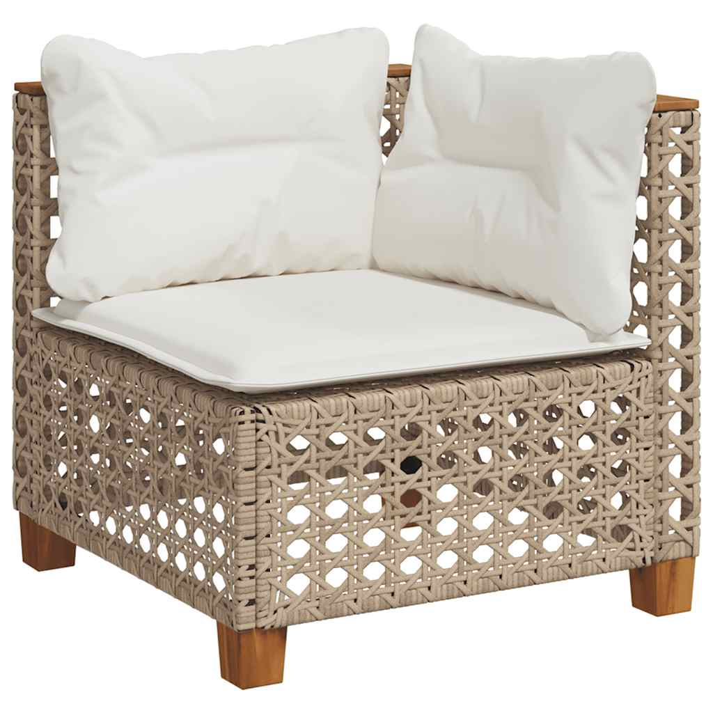 9-dijelni set vrtnih sofa s jastucima bež od poliratana 55 x 55 x 36 cm