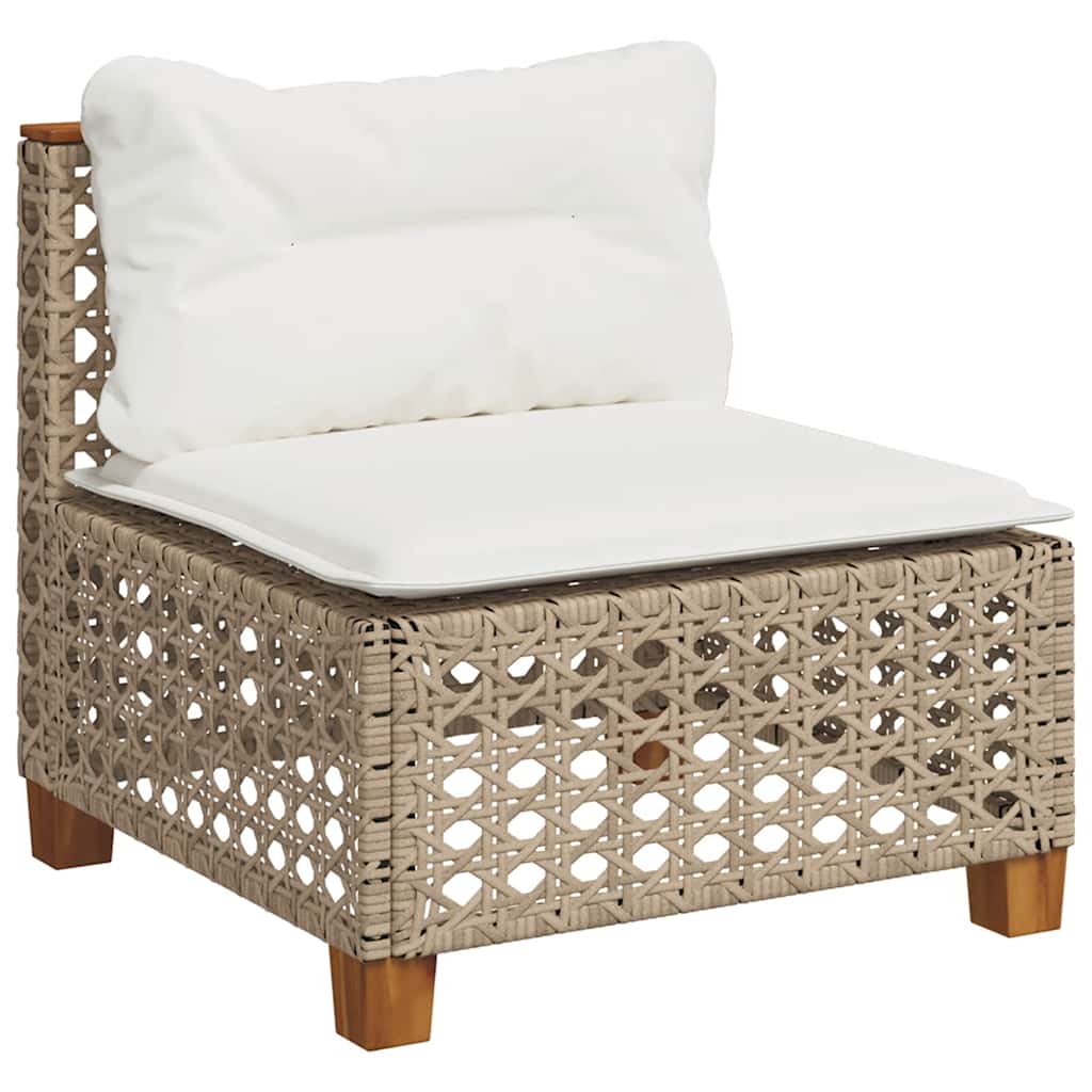 9-dijelni set vrtnih sofa s jastucima bež od poliratana 55 x 55 x 36 cm