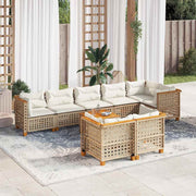 9-dijelni set vrtnih sofa s jastucima bež od poliratana 55 x 55 x 36 cm