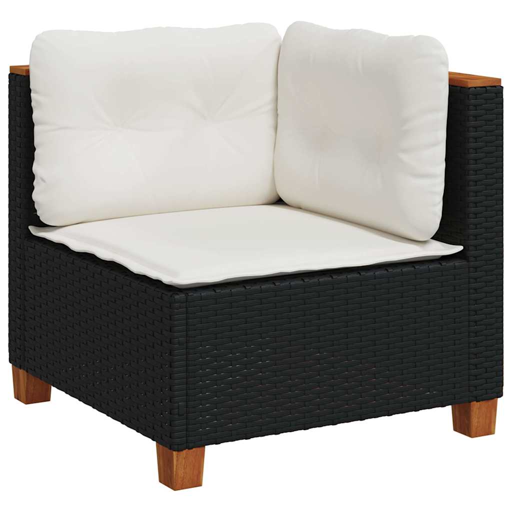 8-dijelni set vrtnih sofa od poliratana s jastucima crni Crna 63.5 x 63.5 x 62 cm