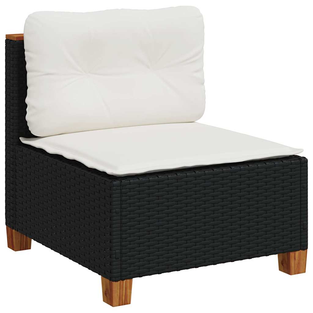 7-dijelni set vrtnih sofa od poliratana s jastucima crni Crna 63.5 x 56 x 32 cm