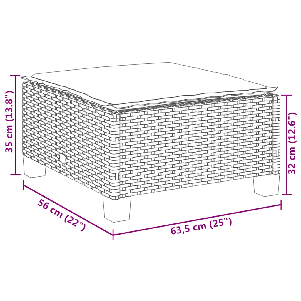7-dijelni set vrtnih sofa od poliratana s jastucima crni Crna 63.5 x 56 x 32 cm