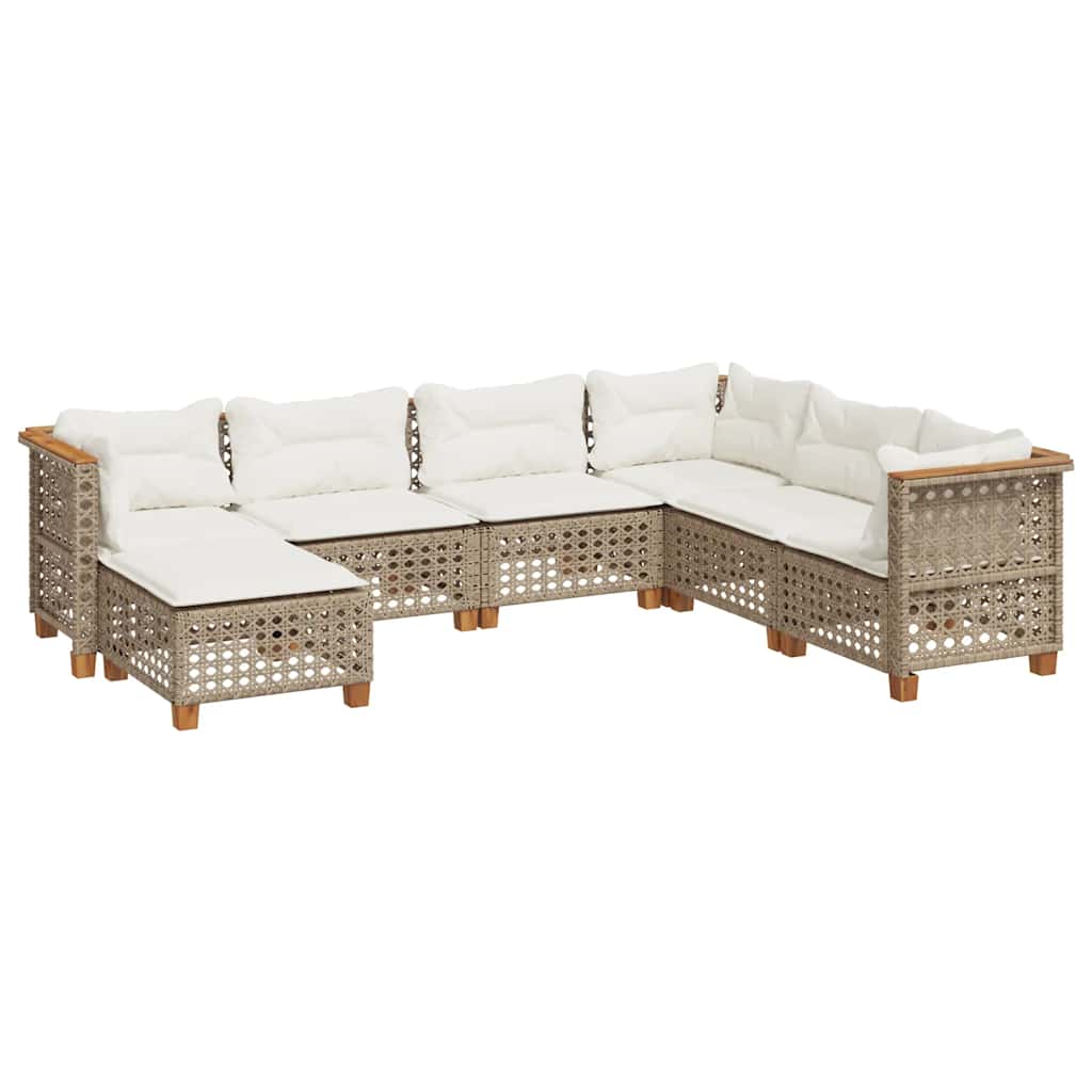 7-dijelni set vrtnih sofa od poliratana s jastucima bež 63.5 x 63.5 x 62 cm