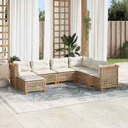 7-dijelni set vrtnih sofa od poliratana s jastucima bež 63.5 x 63.5 x 62 cm