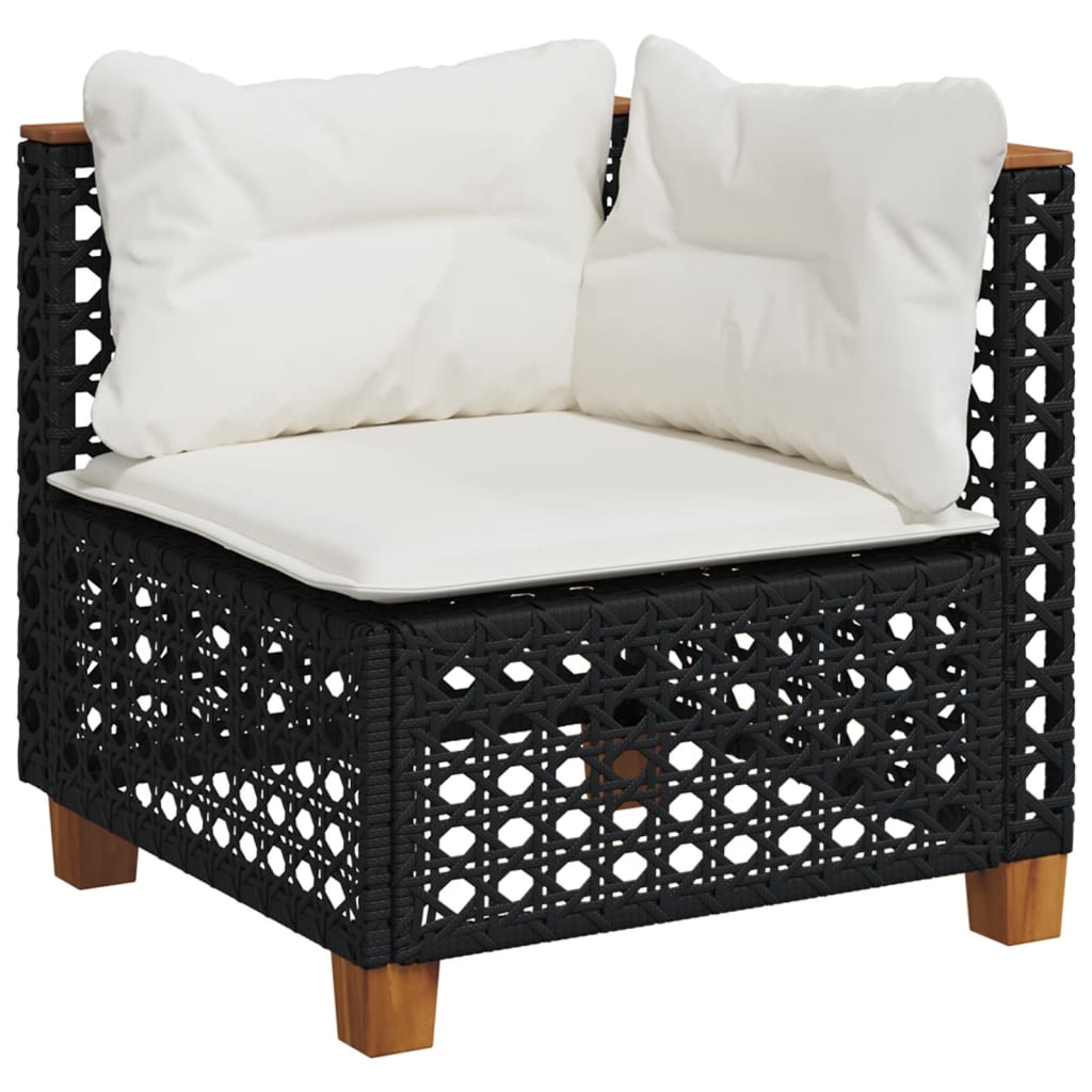8-dijelni set vrtnih sofa od poliratana s jastucima crni Crna 55 x 55 x 36 cm
