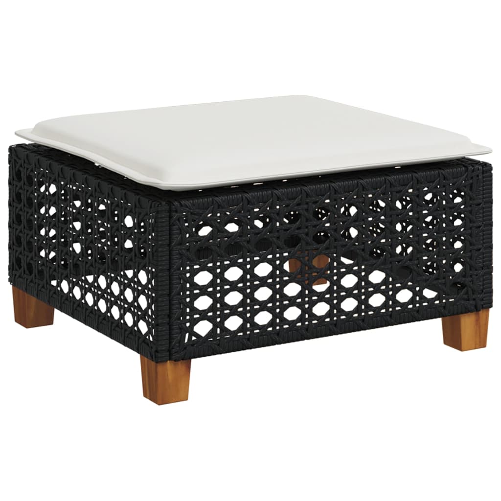 8-dijelni set vrtnih sofa od poliratana s jastucima crni Crna 55 x 55 x 36 cm