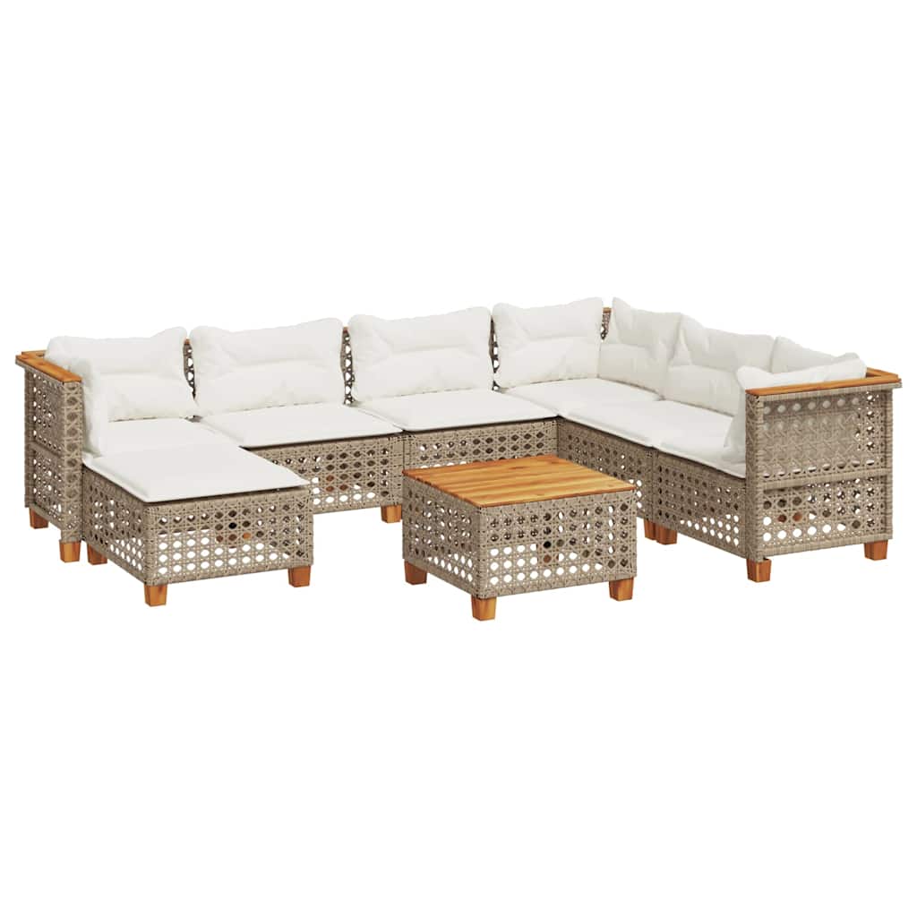 8-dijelni set vrtnih sofa od poliratana s jastucima bež 254 x 190.5 x 69 cm