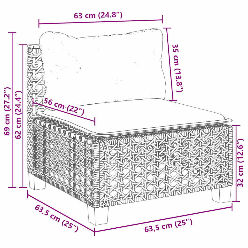8-dijelni set vrtnih sofa od poliratana s jastucima bež 254 x 190.5 x 69 cm