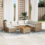 8-dijelni set vrtnih sofa od poliratana s jastucima bež 254 x 190.5 x 69 cm