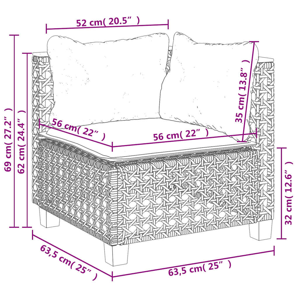 10-dijelni set vrtnih sofa s jastucima bež od poliratana 317.5 x 254 x 69 cm