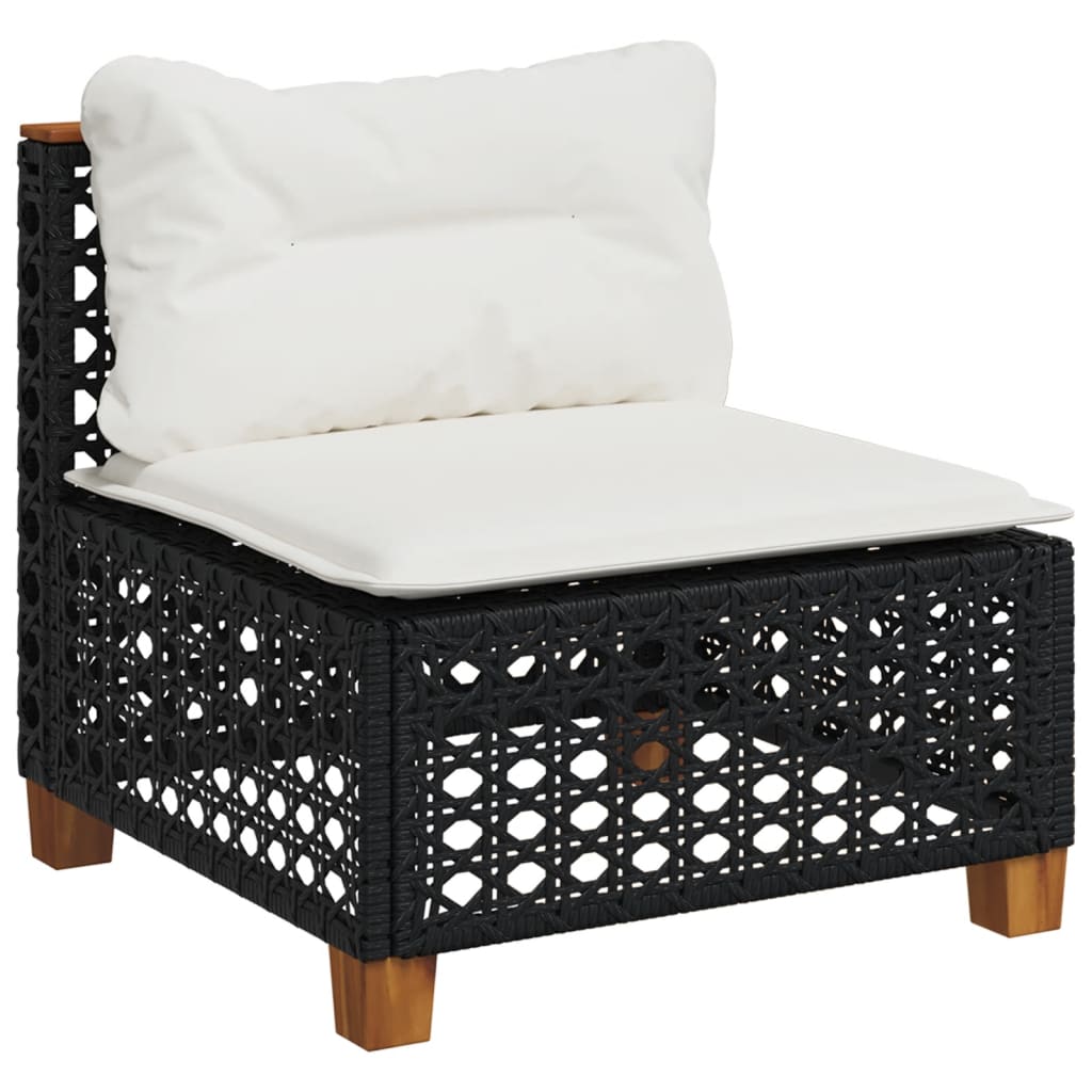 10-dijelni set vrtnih sofa s jastucima crni od poliratana Crna 63.5 x 63.5 x 62 cm