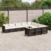 10-dijelni set vrtnih sofa s jastucima crni od poliratana Crna 63.5 x 63.5 x 62 cm