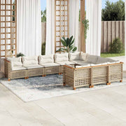 10-dijelni set vrtnih sofa s jastucima bež od poliratana 63.5 x 63.5 x 62 cm