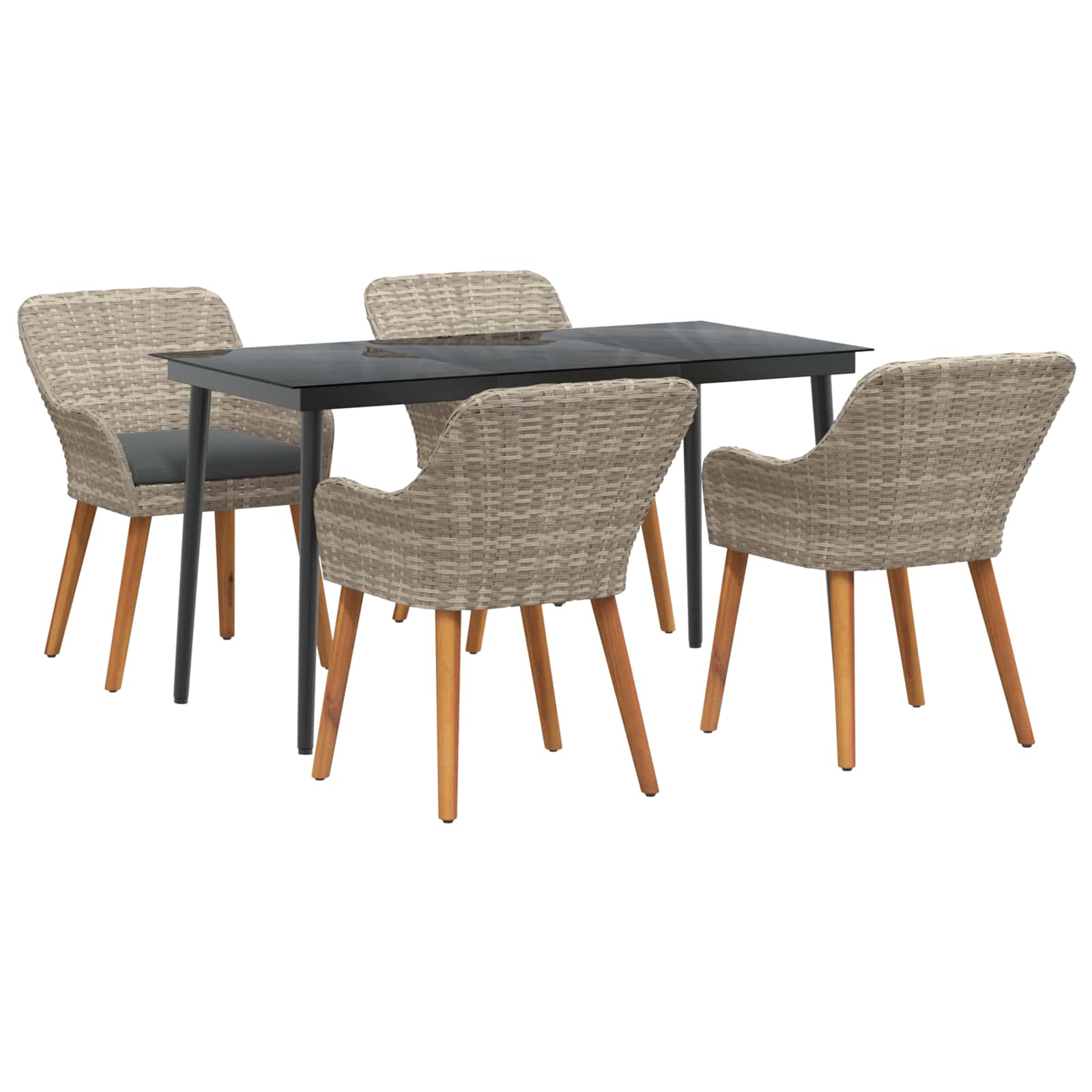 Vrtni set za objed s jastukom 5 pcs Svijetlo siva poliratan