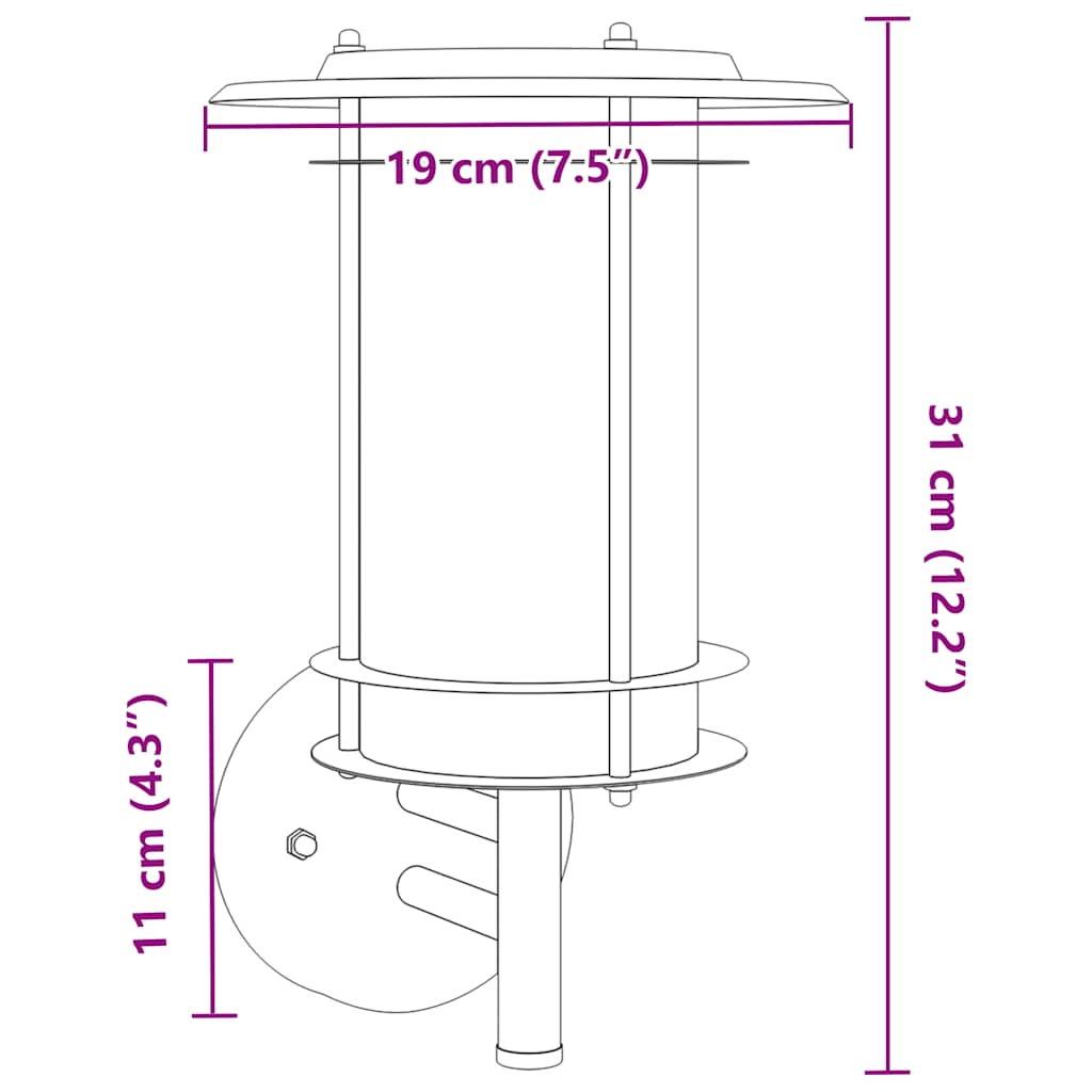 Vanjska zidna svjetiljka crna od nehrđajućeg čelika