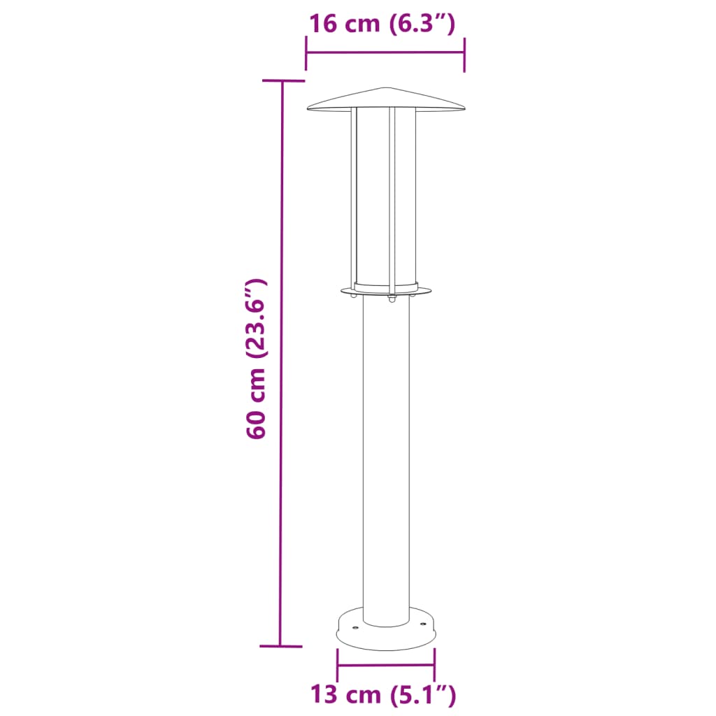 Vanjske podne svjetiljke 3 kom crna 60 cm nehrđajući čelik