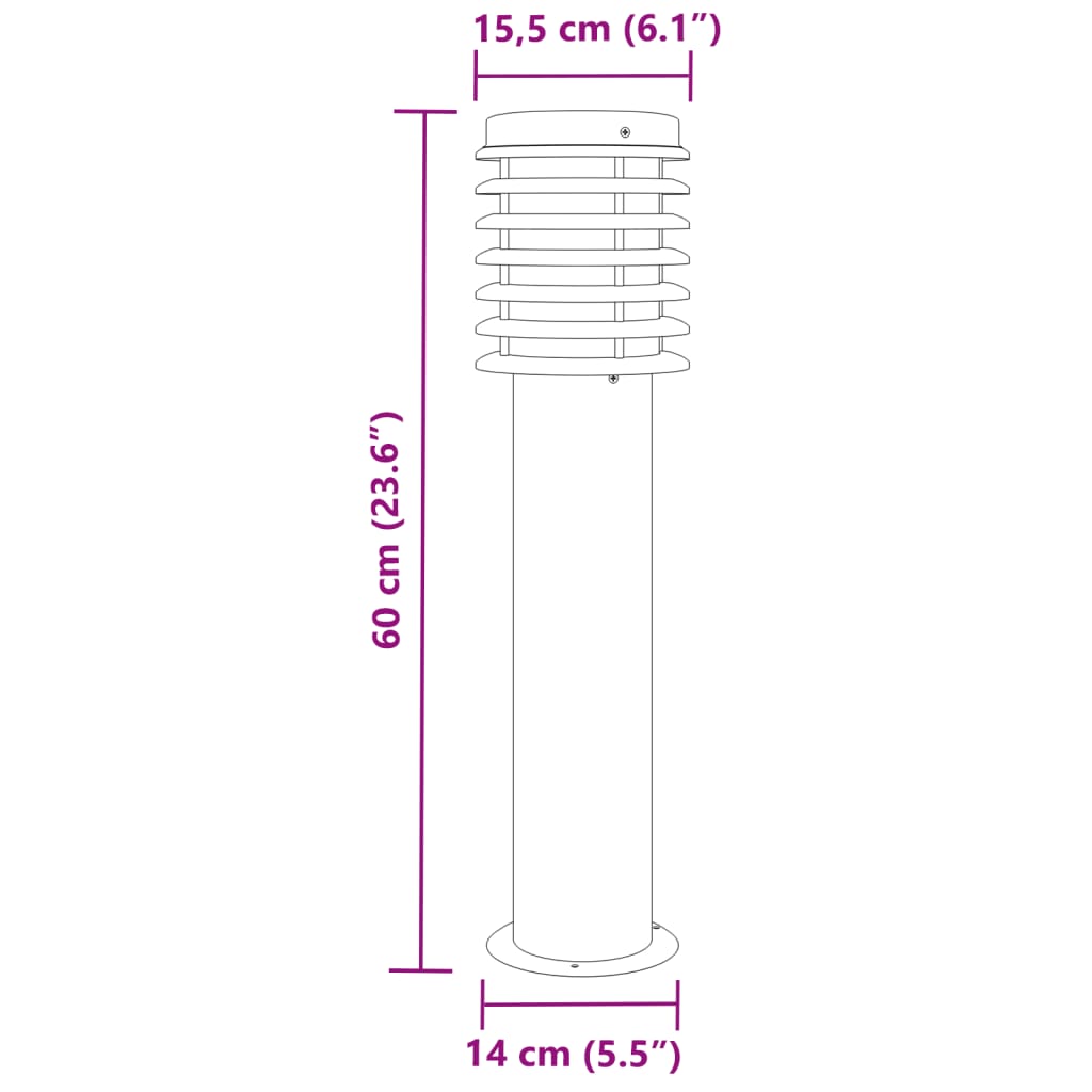 Vanjske podne svjetiljke 3 kom srebrne 60 cm nehrđajući čelik