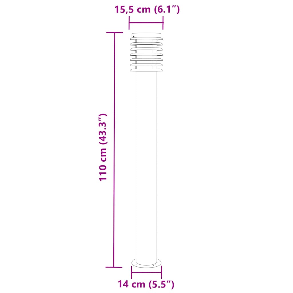 Vanjske podne svjetiljke 3 kom crna 110 cm nehrđajući čelik