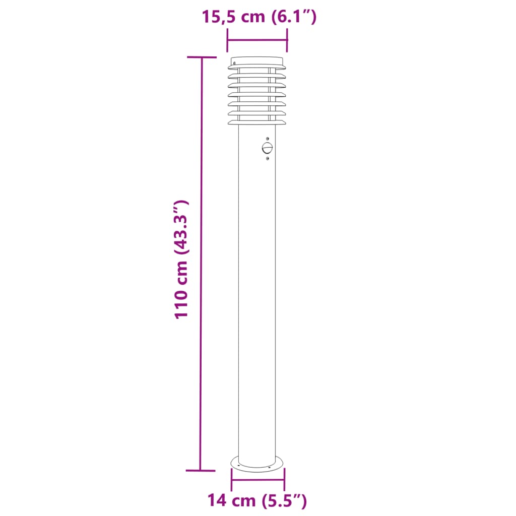 Vanjske podne svjetiljke sa senzorima 3 kom srebrne 110cm čelik