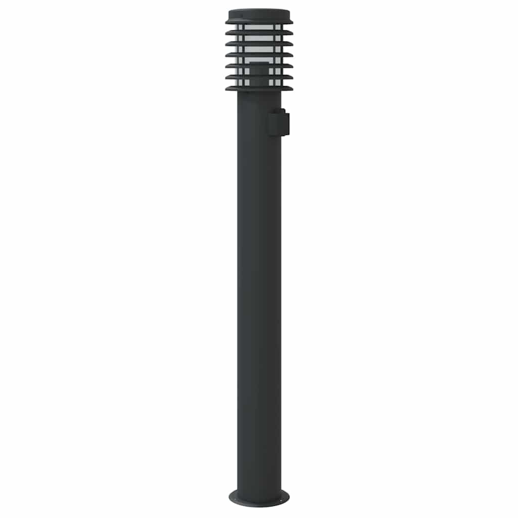 Vanjske podne svjetiljke sa utičnicom 3 kom crne 110 cm čelik