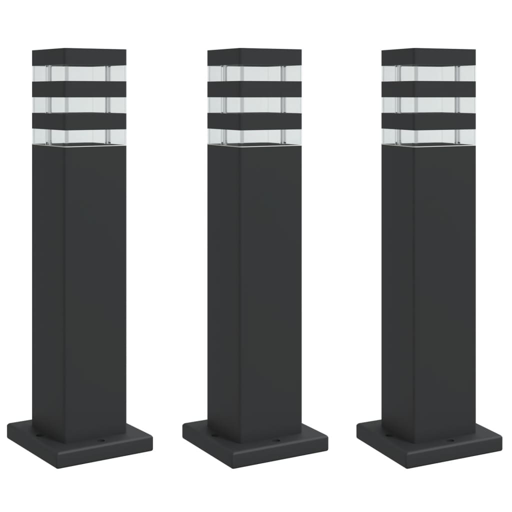 Vanjske podne svjetiljke 3 kom crne 50 cm aluminijske
