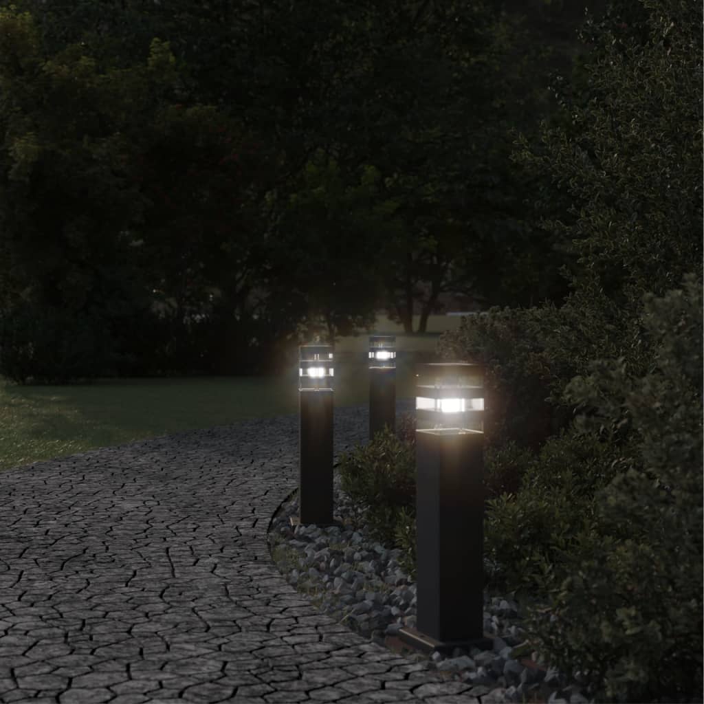 Vanjske podne svjetiljke 3 kom crne 50 cm aluminijske
