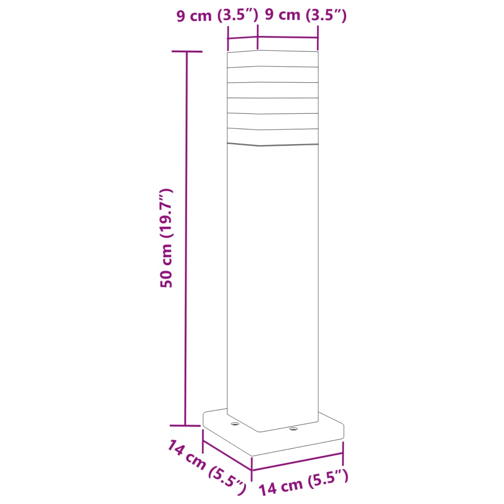 Vanjske podne svjetiljke 3 kom crne 50 cm aluminijske
