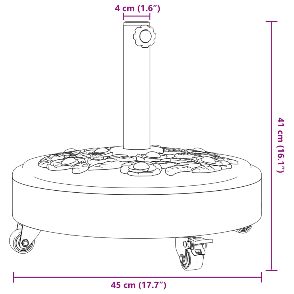Baza suncobrana s kotačima za stupove Ø 38/48 mm 27 kg okrugla