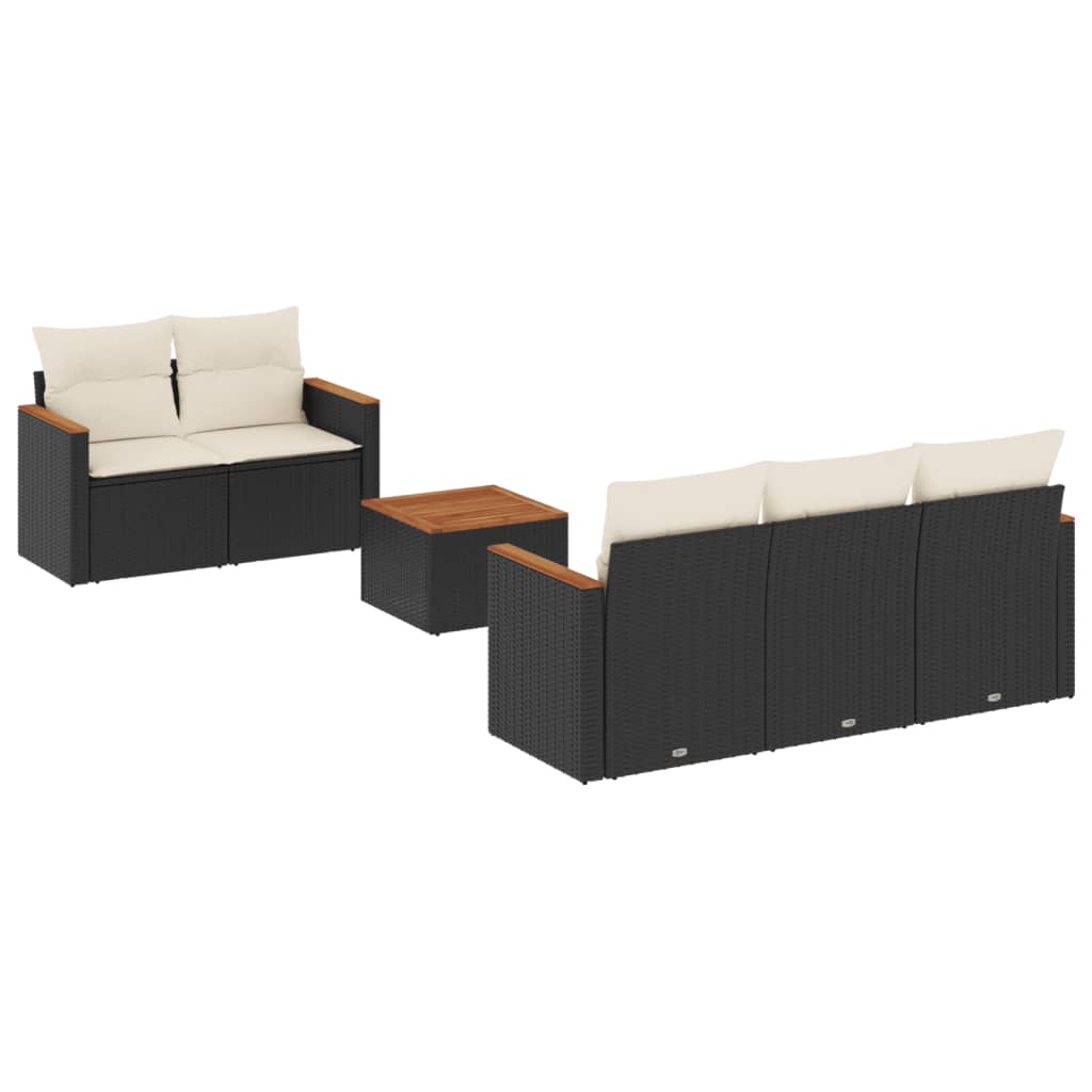 6-dijelni set vrtnih sofa s jastucima crni od poliratana