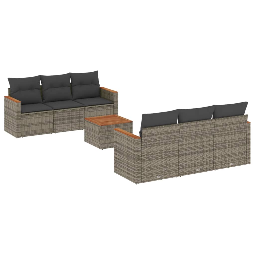 7-dijelni set vrtnih sofa sivi od poliratana