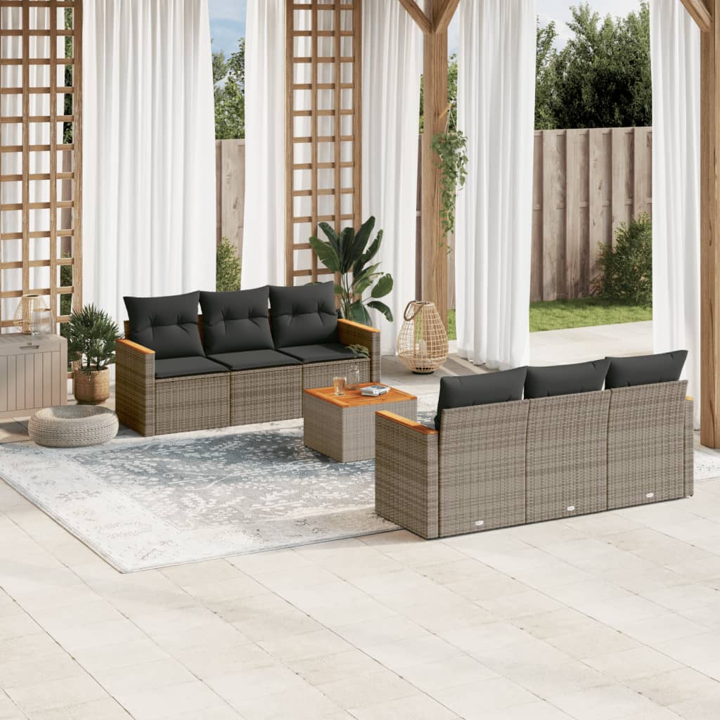 7-dijelni set vrtnih sofa sivi od poliratana