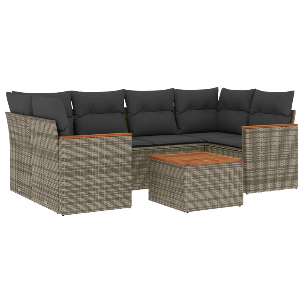 7-dijelni set vrtnih sofa sivi od poliratana