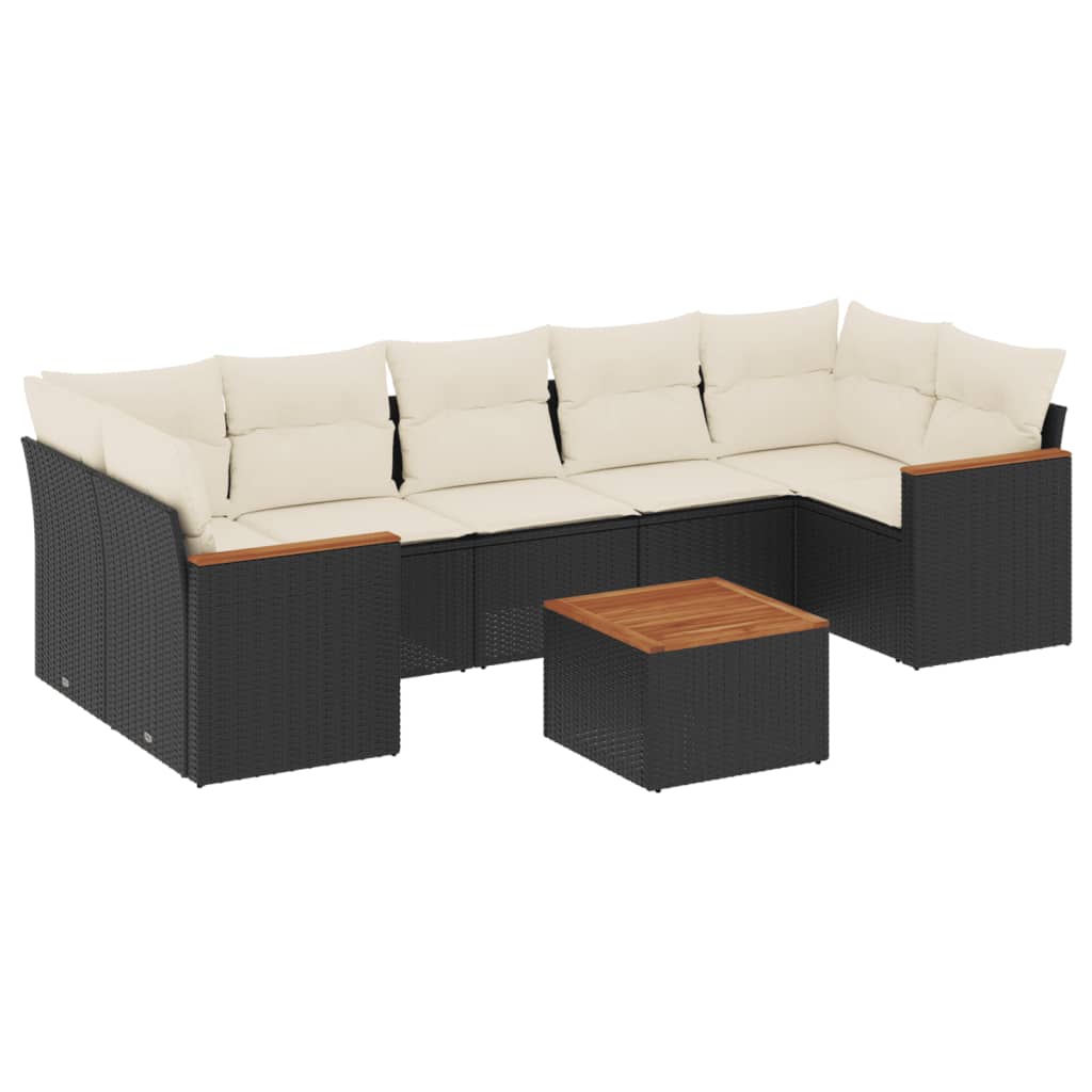 8-dijelni set vrtnih sofa od poliratana s jastucima crni