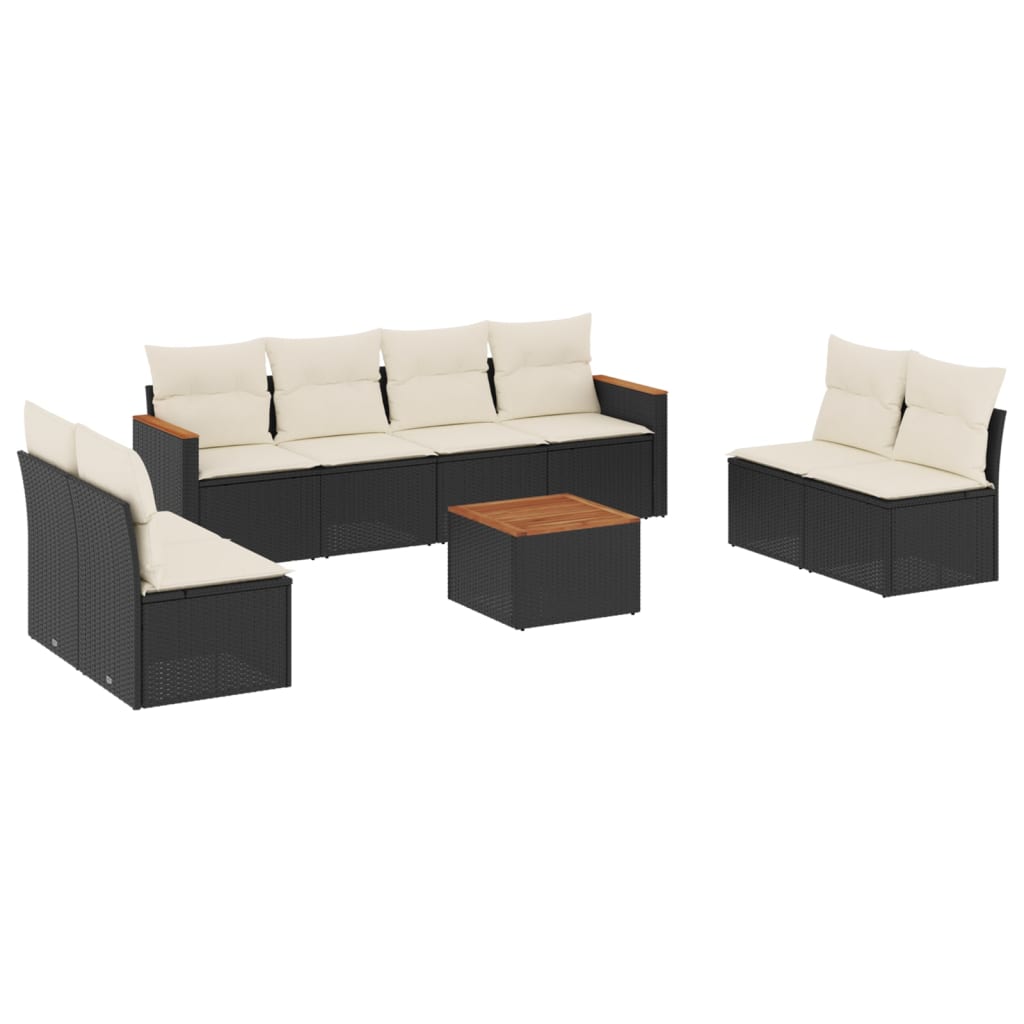 9-dijelni set vrtnih sofa s jastucima crni od poliratana