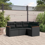 4-dijelni set vrtnih sofa od poliratana s jastucima crni