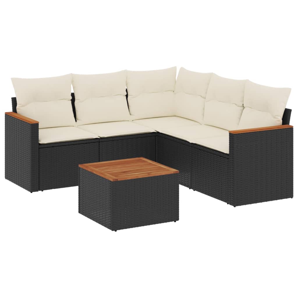 6-dijelni set vrtnih sofa s jastucima crni od poliratana