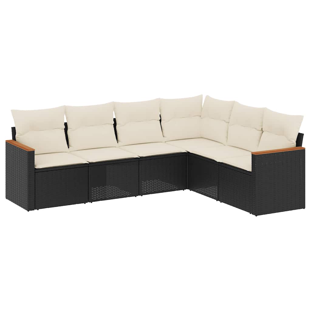 6-dijelni set vrtnih sofa s jastucima crni od poliratana