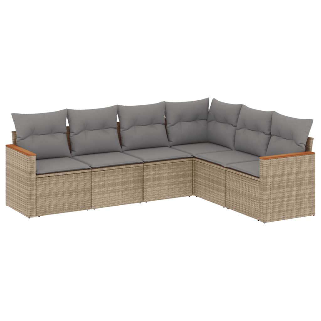 6-dijelni set vrtnih sofa s jastucima bež od poliratana