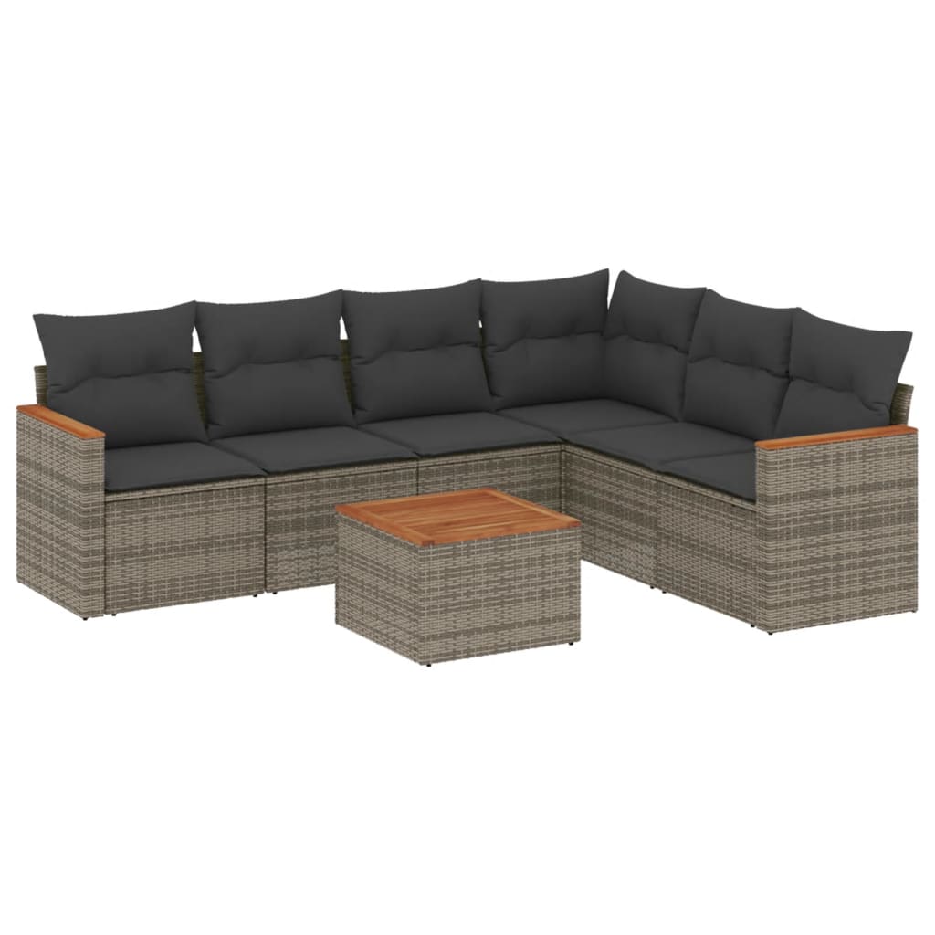 7-dijelni set vrtnih sofa sivi od poliratana