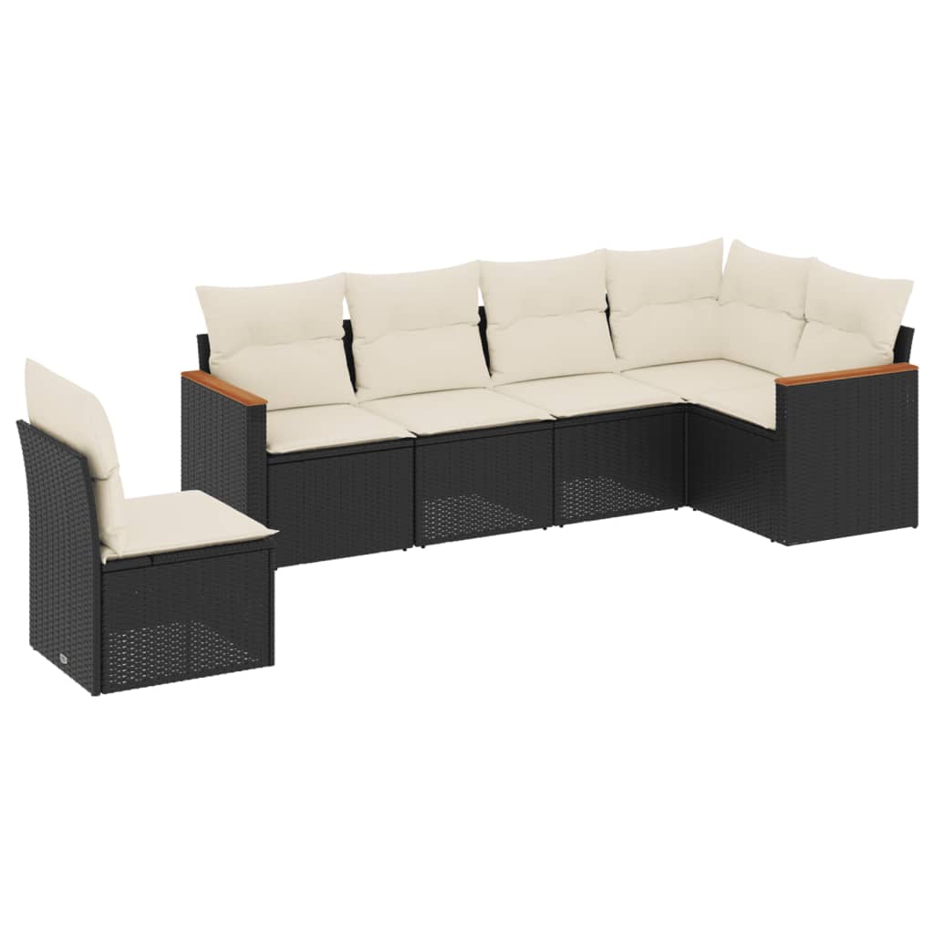 6-dijelni set vrtnih sofa s jastucima crni od poliratana