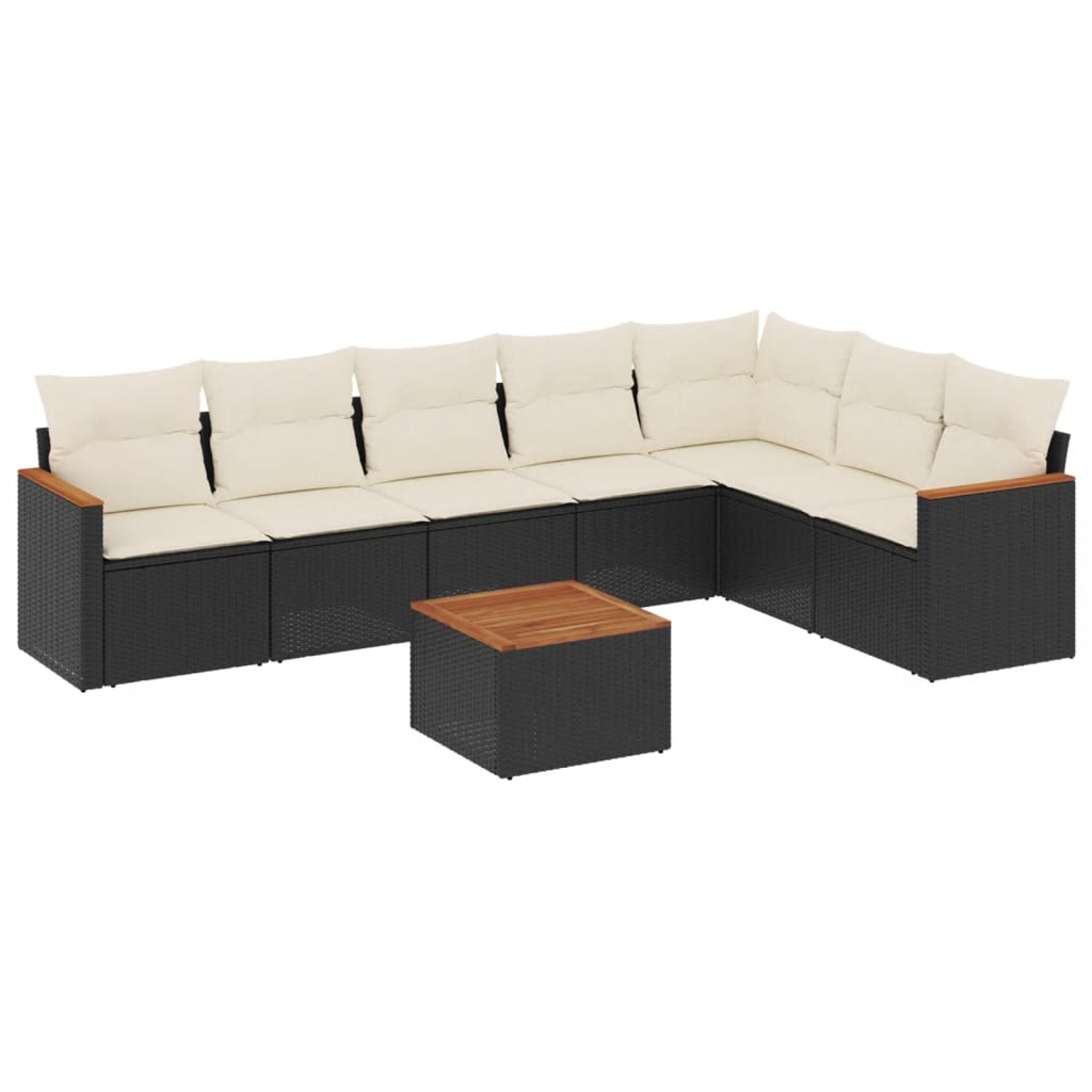 8-dijelni set vrtnih sofa od poliratana s jastucima crni